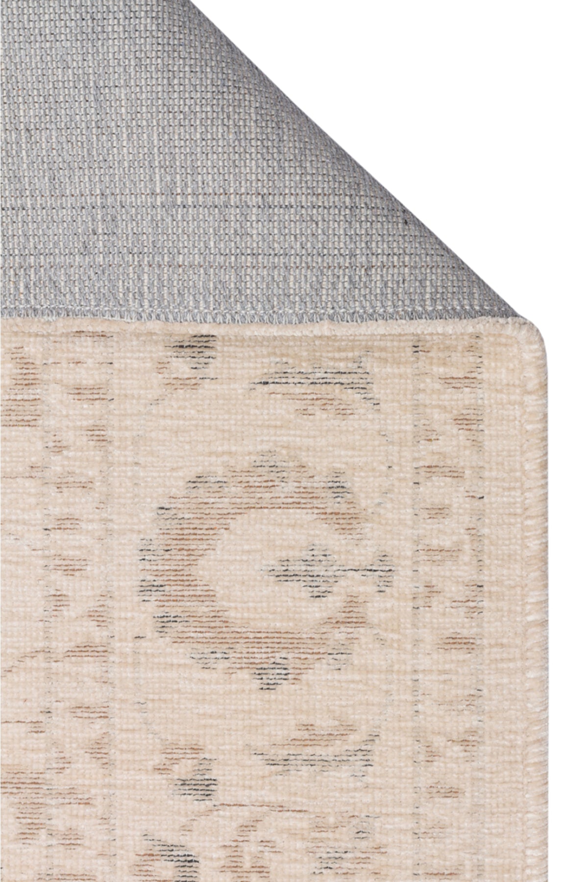 LESSI Bej Etnik Desenli Kaymaz Yıkanabilir Tabanlı Kilim Şönil Pamuk Vintage Salon Halısı - Turuncu