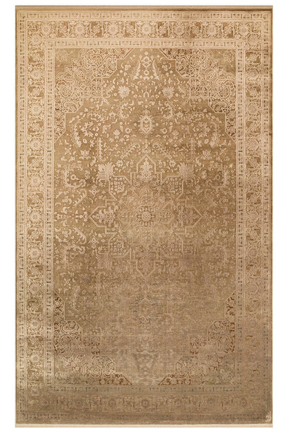 Toscana Retro Desenli Kahverengi Overdyed, Yumuşak Tuşeli Klasik Rayon Viskon Dokuma Salon Halısı