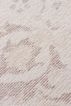 LESSI Beyaz Etnik Desenli Kaymaz Yıkanabilir Tabanlı Kilim Şönil Pamuk Vintage Salon Halısı - Mor