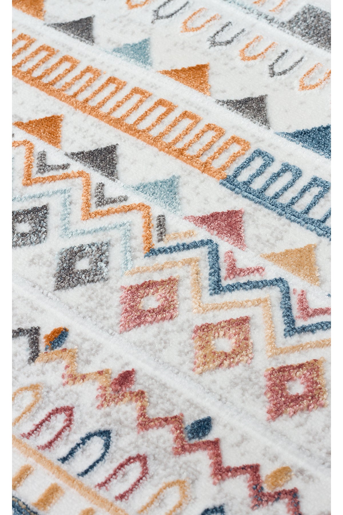 PEARLY Çok Renkli Geometrik Desenli Modern Yumuşak Doku Toz Vermez Halı Yıkanabilir Salon Halısı - Bordo