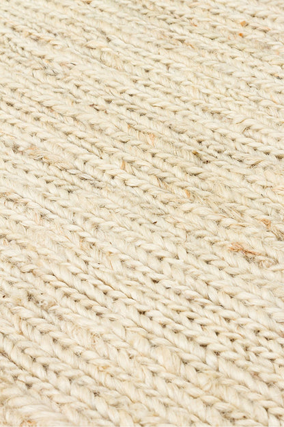 Jutte El Dokuma Doğal ve Organik Jüt Halı Kalın Dokulu Sağlam ve Şık Lüks Salon Halısı - Ivory