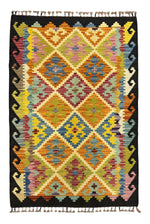 Heritage Colorful Anatolian Ethnic Pattern Root Dye Handmade Natural Yarn Traditional Kilim Collection - Green