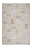 ASTRA Beige Modern Geometric Soft Patchwork Design Textured Soft Hallway and Living Room Rug