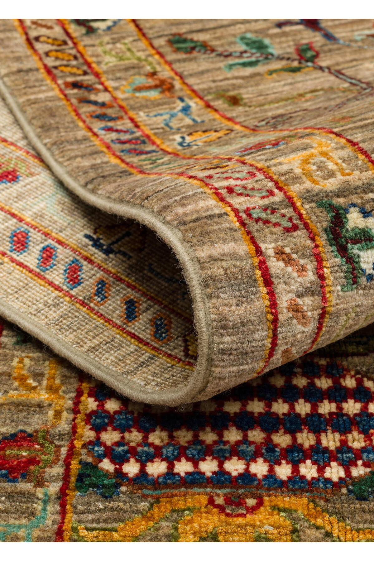 Sultani El Dokuma Yün Halı Klasik Bej Oryantal Çiçek Motifli Vintage Geleneksel Salon Halısı