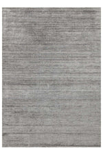 Boreva Plus Grey 100% Hand-Woven Plain Modern Living Room Rug, Banana Silk, Viscose and Wool Blend