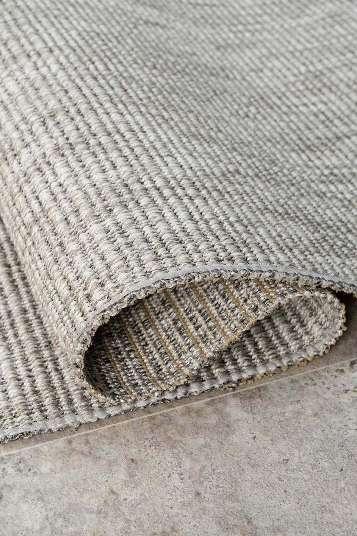 KORDANO Doğal Sisal Gri Dokulu Modern Kilim Kolay Temizlenebilir İskandinav Salon Halısı - Gümüş