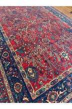 İran Desenli El Dokuma Halı Bordo Kırmızı Lacivert Geleneksel Vintage Salon Yatak Odası Halısı - Bordo