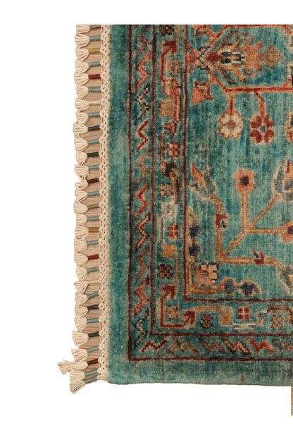 Sultani El Emeği Mavi Anadolu Motifli Desenli Saçaklı Modern ve Geleneksel Salon Halısı - Mavi