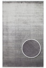 Alva Anthracite Solid Color Plain Modern Simple Minimal Classic Fringed Hallway, Living Room, Lounge Rug