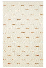 Emma Hand-Woven Ecru Ground Terracotta Stripe Pattern Scandinavian Textured Wool Low Pile Modern Living Room Rug