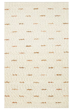 Emma Hand-Woven Ecru Background Tile Stripe Pattern Scandinavian Textured Wool Flatweave Modern Living Room Rug - Orange