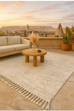 White Handwoven Wool Jute Rug – Suitable for Indoor and Outdoor Use, Elegant and Natural Woven Rug Nisra