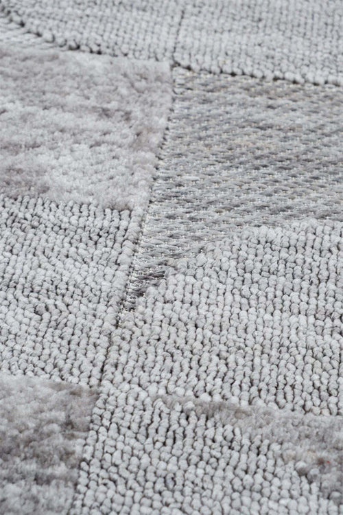 ASTRA Gri Modern Geometrik Halı Soft Patchwork Desenli Dokulu Yumuşak Koridor, Salon Halısı - Gri