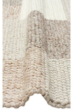 Emma Hand-Woven Beige Ecru Mink Scandinavian Knit Texture Geometric Pattern Wool Low-Pile Modern Living Room Rug - Multicolored