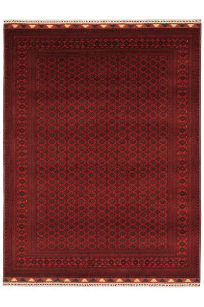 El Dokuma Afgan Biliçik Halısı %100 Yün Kök Boya Geleneksel Afgan Motif Bordo Otantik Salon Halısı - Bordo