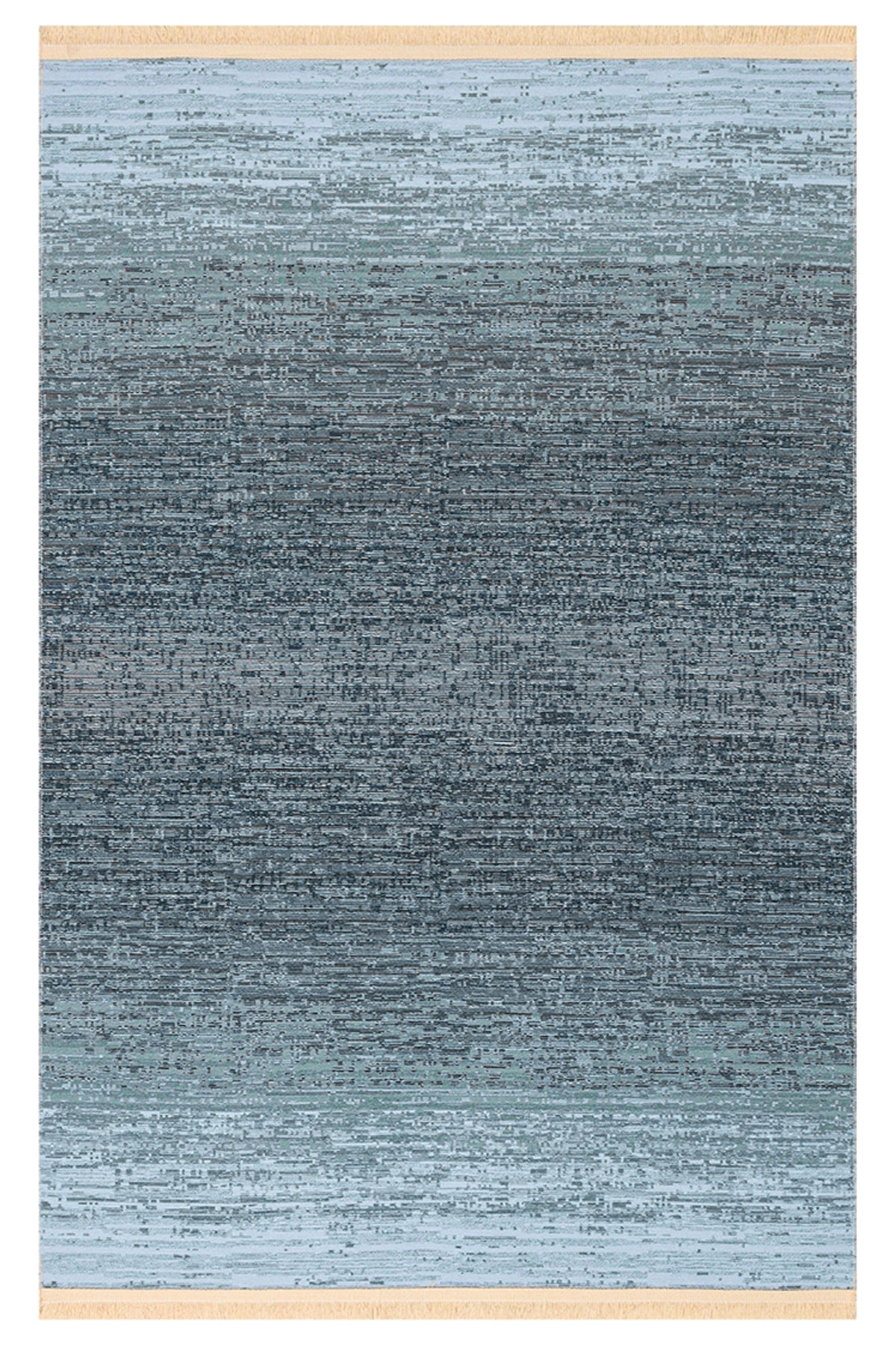 MİRA Antrasit Mavi Çift Taraflı Yıkanabilir Kilim Modern Ombre Renk Geçişli Polyester Şönil Kilim - Lacivert