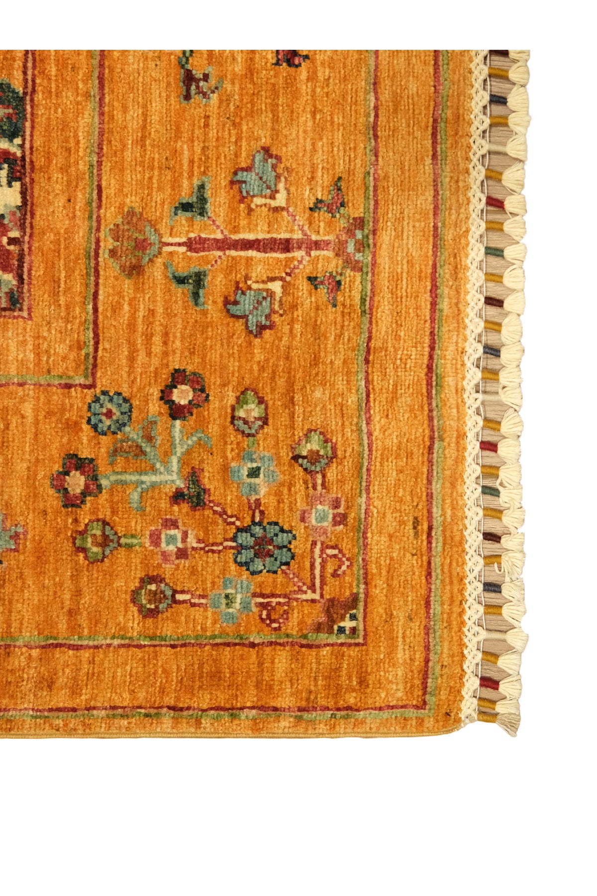 Sultani El Emeği Anadolu Motifli Desenli Turuncu Saçaklı Modern ve Geleneksel Salon Halısı - Bordo