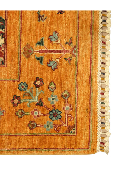 Sultani El Emeği Anadolu Motifli Desenli Turuncu Saçaklı Modern ve Geleneksel Salon Halısı - Bordo