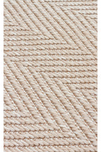 MERLIN Gray Fishbone Textured Non-Slip Kilim Modern Scandinavian Non-Shedding Living Room Hallway Rug - Cream