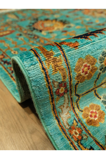 Sultani El Emeği Mavi Desenli Saçaklı Anadolu Motifli Modern ve Geleneksel Salon Halısı - Lacivert