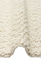 Emma Hand-Woven Cream Plain Scandinavian Braided Textured Wool Flat-Woven Modern Bedroom Living Room Rug - Green