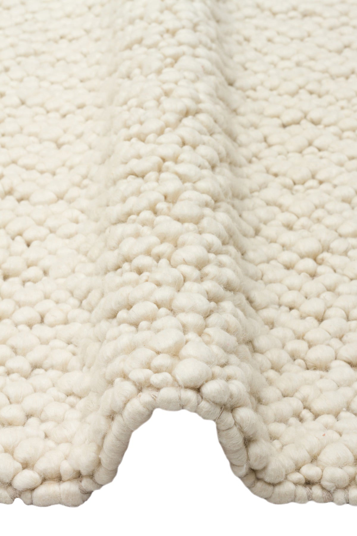 Emma Hand-Woven Cream Plain Scandinavian Braided Textured Wool Flat-Woven Modern Bedroom Living Room Rug - Green