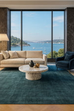 Blue Natural Stone Textured Hand-Woven 100% New Zealand Wool Luxurious Thick Living Room Rug