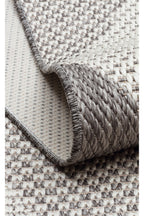 MERLİN Gri Geometrik Desenli Kaymaz Tabanlı Kilim Modern İskandinav Hav Vermez Salon Antre Halısı - Mavi