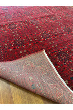 Afgan Desenli El Dokuma Halı Bordo Kırmızı Etnik Geometrik Motifli Geleneksel Vintage Salon Halısı - Yeşil