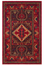 Renaissance Handmade Ethnic Motif Vintage Red Wool Traditional Patterned Fringed Retro Living Room Rug
