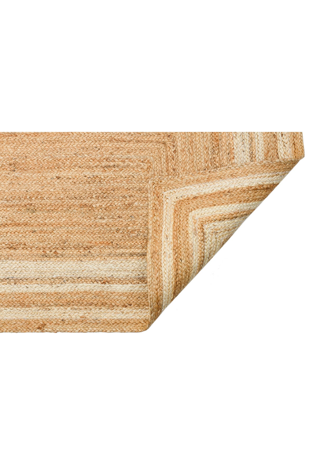 NATURA Jüt Halı Doğal Hasır Görünümlü Çerçeve Desenli Çift Taraflı Kilim Salon Antre Mutfak Halısı - Beyaz