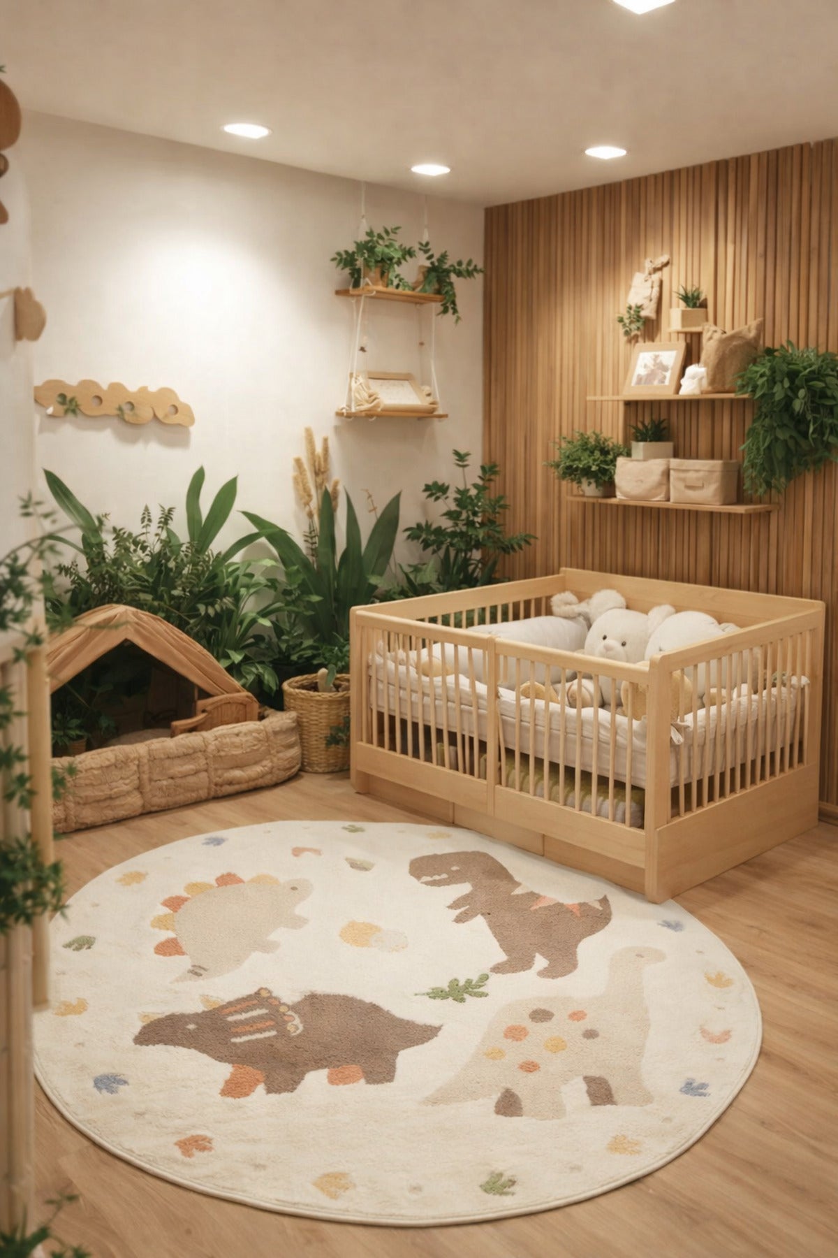 Picco Figürlü Yuvarlak Yıkanabilir Hav Vermeyen Toz Tutmayan Yumuşak Dokulu Çocuk Odası Halısı - Ekru