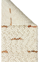 Emma Hand-Woven Ecru Background Tile Stripe Pattern Scandinavian Textured Wool Flatweave Modern Living Room Rug - Orange