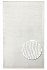 Alva Gray Solid Color Plain Modern Simple Framed Fringed Hallway, Living Room, Lounge Rug