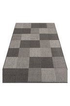 MERLİN Koyu Gri Patchwork Desenli Kaymaz Tabanlı Kilim İskandinav Hav Vermeyen Salon Antre Halısı - Gri