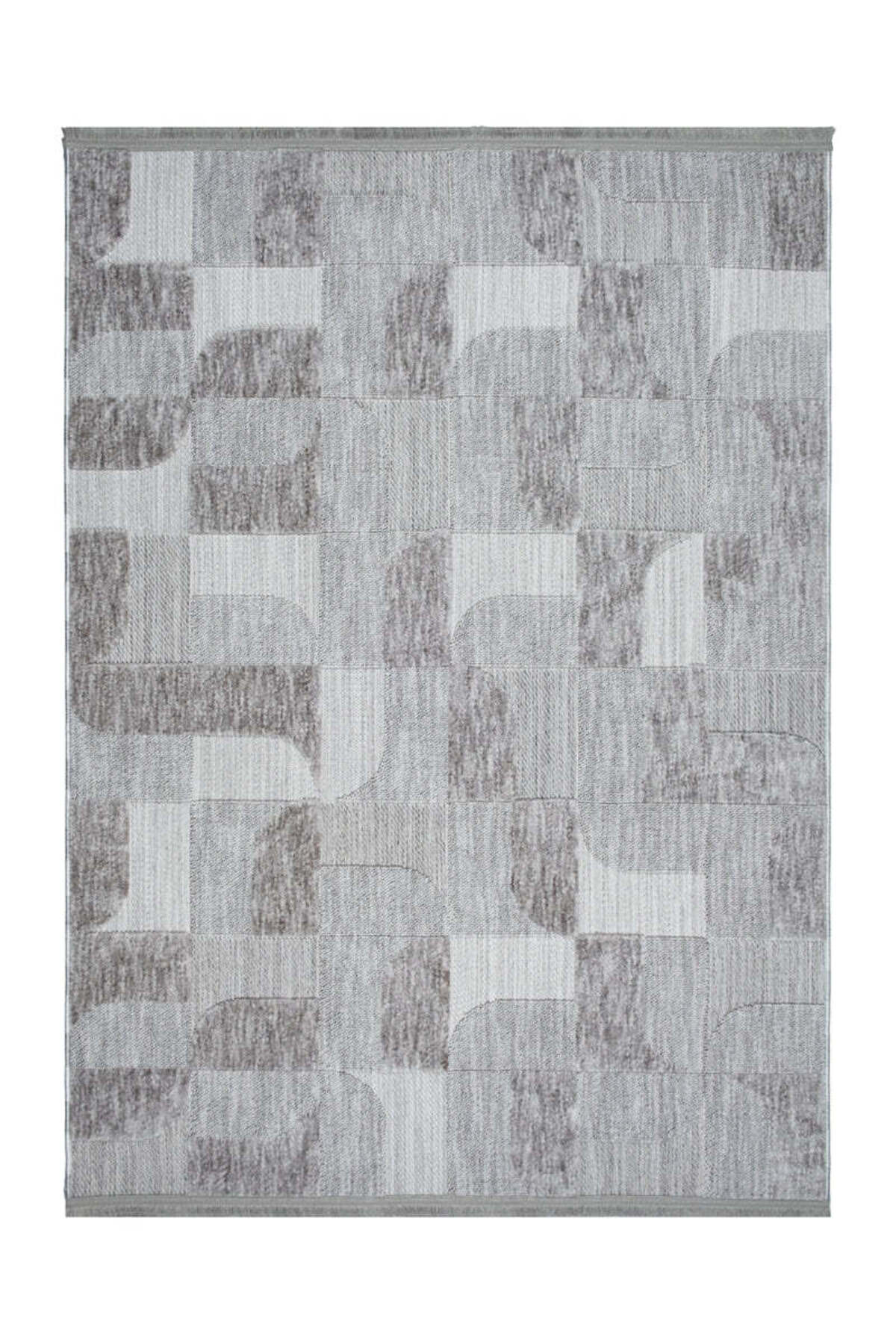 ASTRA Gri Modern Geometrik Halı Soft Patchwork Desenli Dokulu Yumuşak Koridor, Salon Halısı - Gri