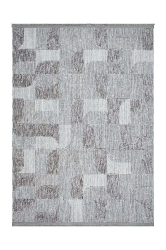 ASTRA Gray Modern Geometric Rug Soft Patchwork Patterned Textured Soft Runner, Living Room Rug - Gray