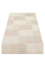 MERLİN Bej Patchwork Desenli Kaymaz Tabanlı Kilim Modern İskandinav Hav Vermeyen Salon Antre Halısı - Bej