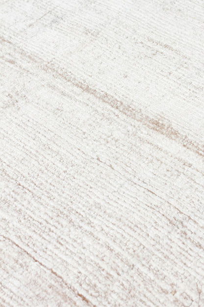 Rayon Bej Tek Renk Sade El Dokuma Saf Rayon Halı Lüks Parlak Modern Salon ve Oturma Odası Halısı - Bej