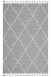 KELY Grey Textured Modern Rug - Non-Shedding Woven Living Room Kitchen Hallway Rug - Silver