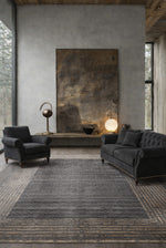 Palace Anthracite Gold Framed Viscose Living Room Rug, Fringed, Tightly Woven, Modern Patterned Machine-Made Rug - Gold
