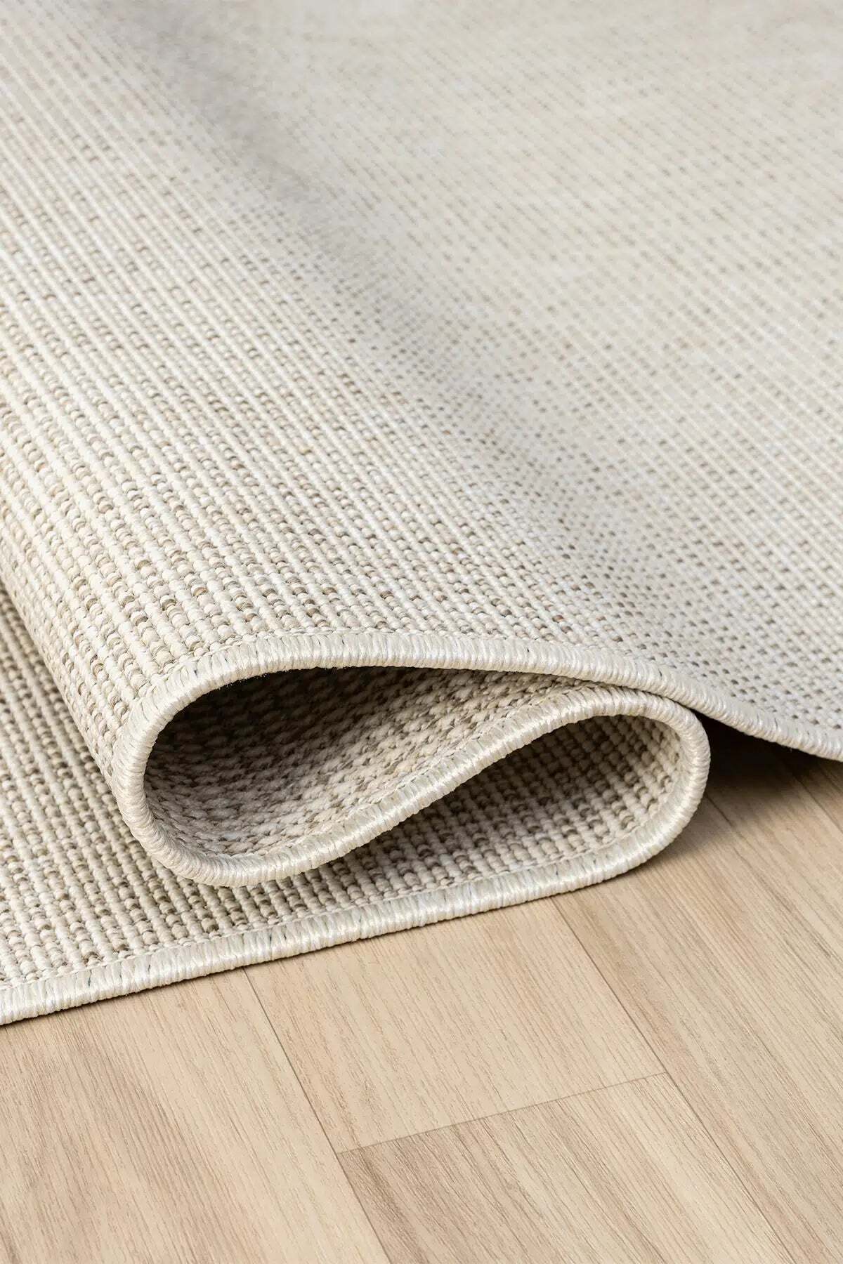 KORDANO Doğal Sisal Dokulu Modern Krem Kilim Kolay Temizlenebilir İskandinav Salon Halısı - Haki