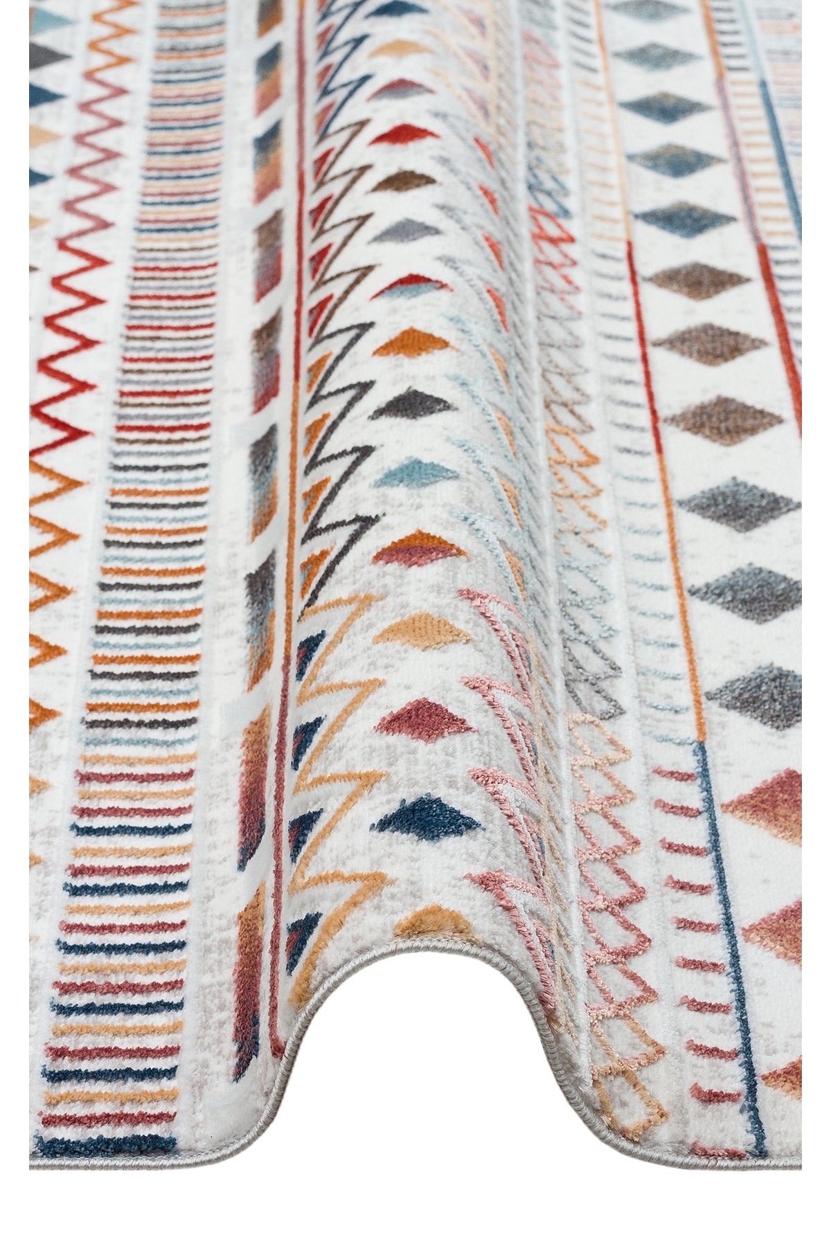 PEARLY Çok Renkli Geometrik Desenli Modern Yumuşak Doku Toz Vermez Halı Yıkanabilir Salon Halısı - Bordo