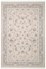 Safavi Beige Ethnic Patterned Retro Acrylic Fringed Vintage Tightly Woven Classic Living Room Rug