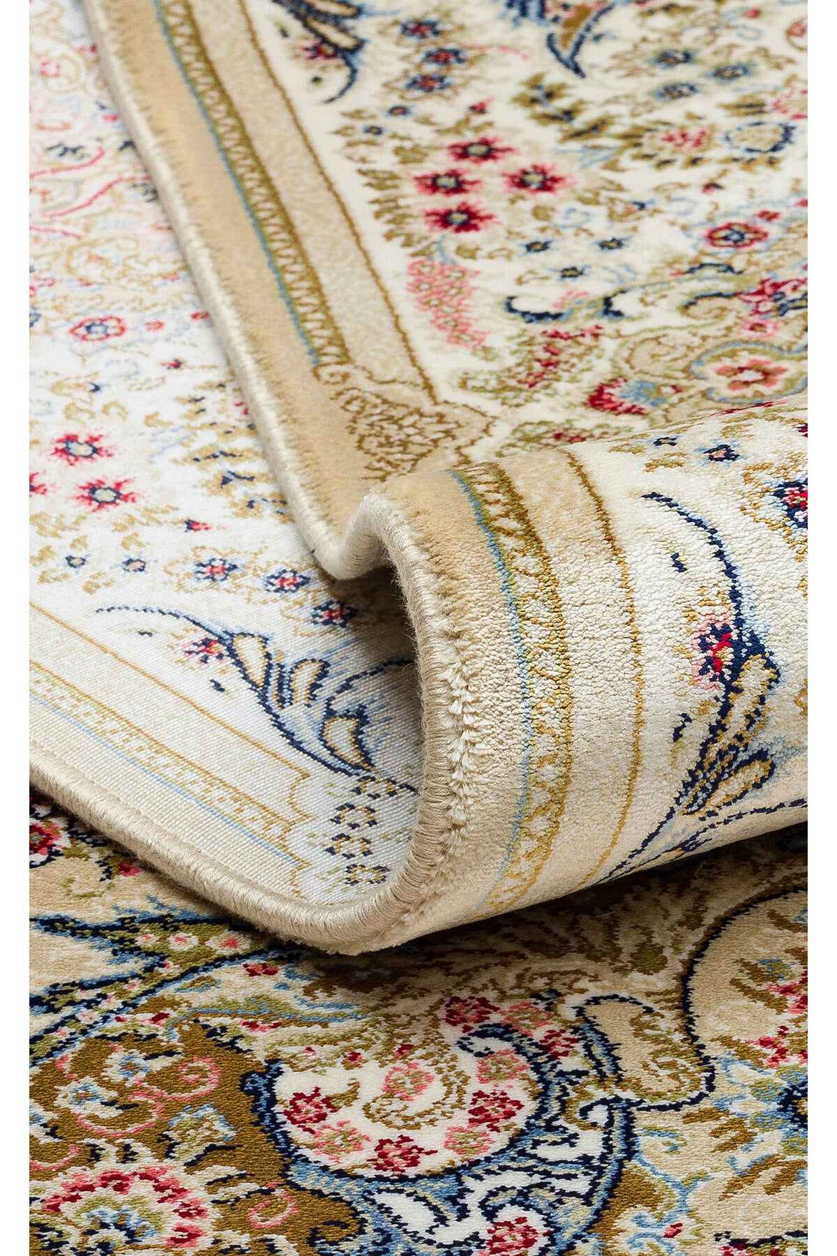 İpek Harem Serisi Bambu İplik Krem Salon Halısı Klasik Desenli Sık Doku Doğal Yumuşak Dokulu Lüx