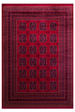 HARAMİ Red Afghan Patterned Viscose Classic Non-Slip Thin Ethnic Woven Modern Living Room Rug