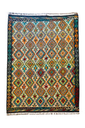 EFSANE El Dokuma Anadolu Desenli Kök Boya Kilim Vintage Etnik Bohem Salon Dekoratif Kilim - Turuncu