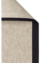 COSTA SISAL Açık Bej, Siyah Bordürlü Hav Vermez Modern Kolay Temizlenebilir Kilim Salon Halısı - Siyah
