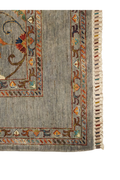 Sultani El Emeği Gri Anadolu Motifli Desenli Saçaklı Modern ve Geleneksel Salon Halısı - Gri