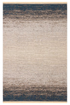 MİRA Bej Mavi Çift Taraflı Yıkanabilir Kilim Modern Ombre Renk Geçişli Polyester Şönil Kilim - Mavi